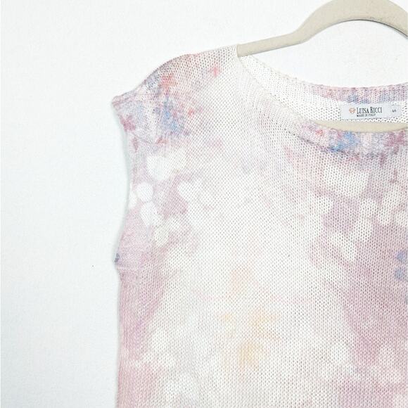 Luisa Ricci Purple Rose Pastel Cap Sleeve Knit Sweater Top Size S - Picture 4 of 6